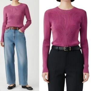 New! Unsubscribed Cashmere Silk Blend Soft Ribbed Knit Crewneck Sweater